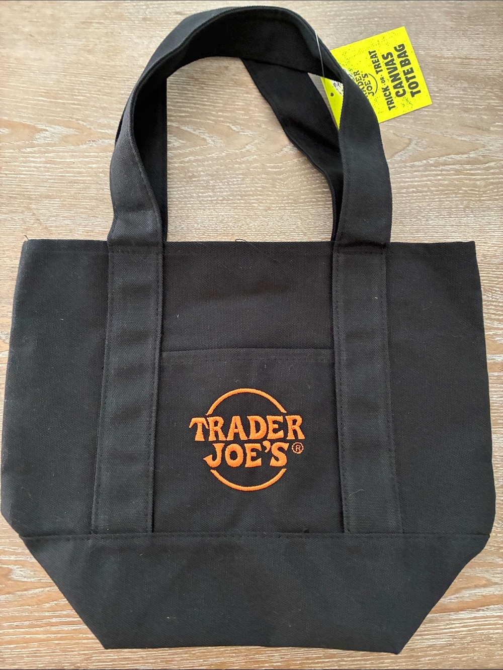 Trader Joe's Black Canvas Tote with Orange Logo